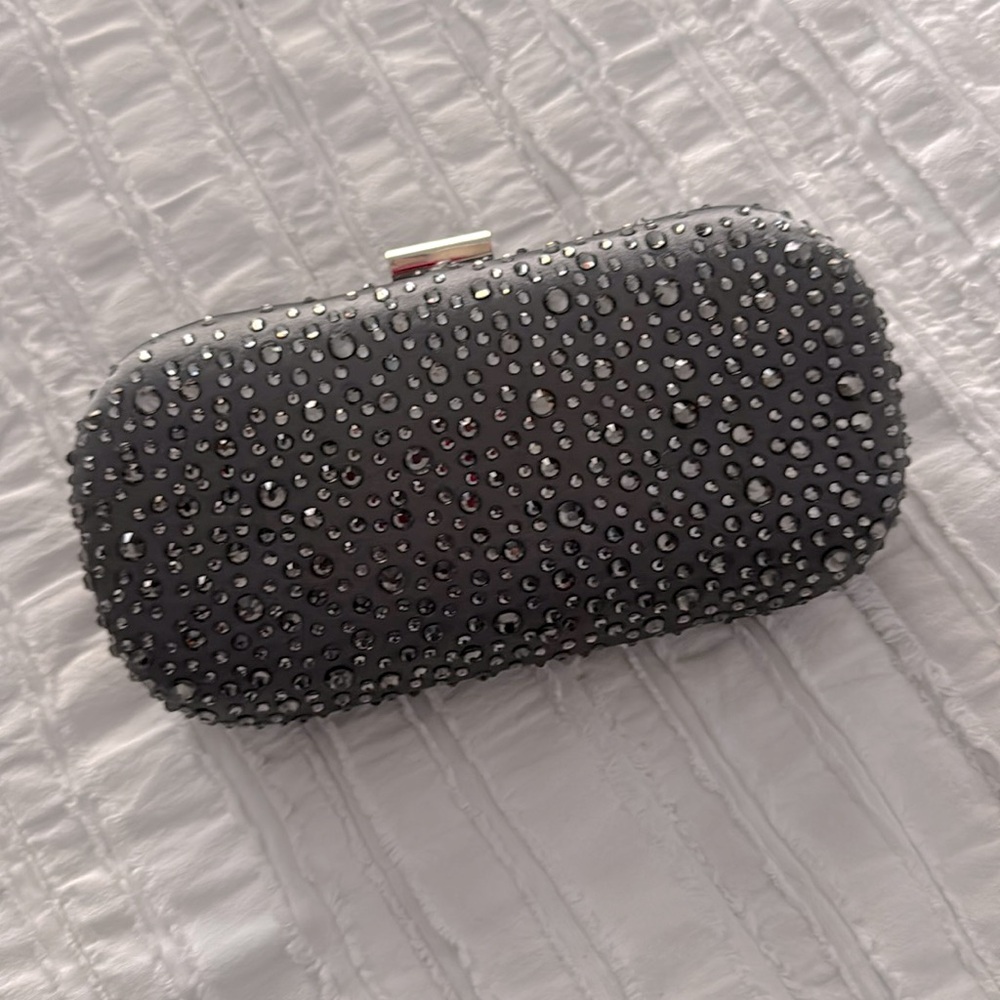 City One Sparkly Evening Bag Gunmetal Chain